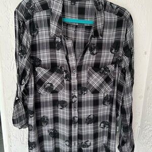 Rock & Republic Black and White Plaid Shirt
